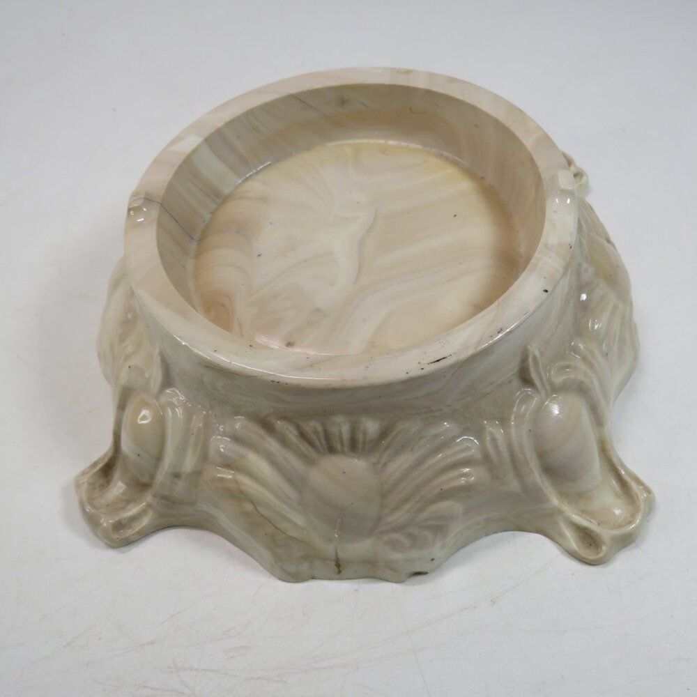 1930s Houze Glass "Sunburst" Base | 2 chips | Agate / Choco-milk | Candle pillar